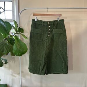 Anthropologie Olive Corduroy Skirt